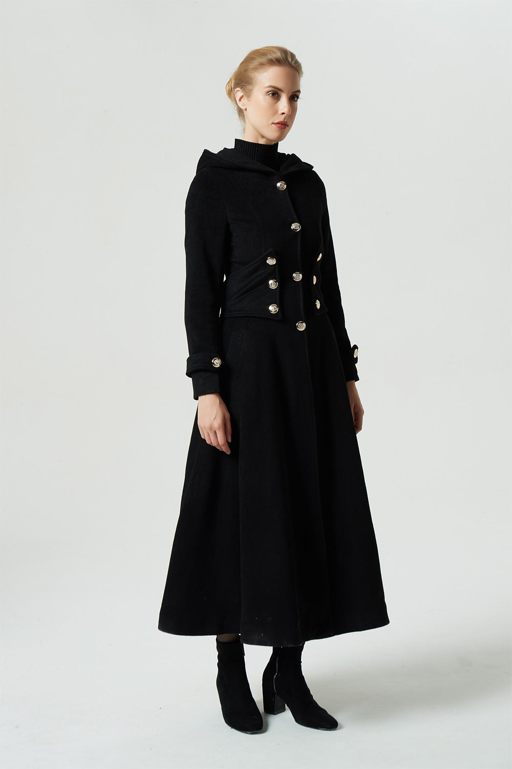 hooded maxi wool coat womens winter coat 1953# – XiaoLizi