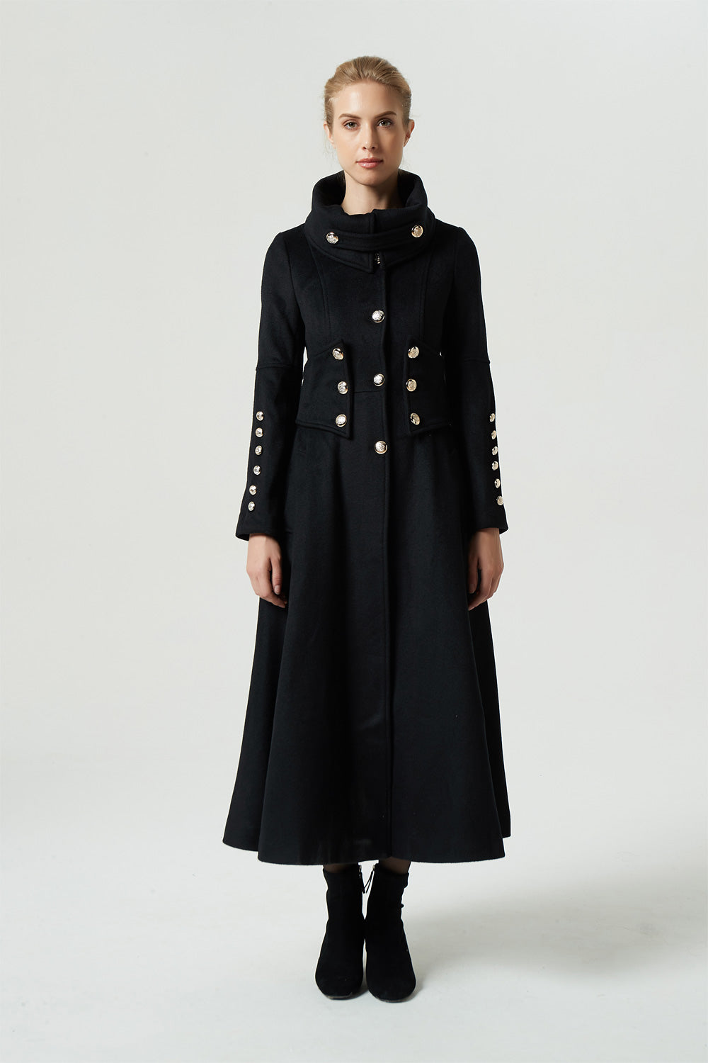 Womens black military style coat sale