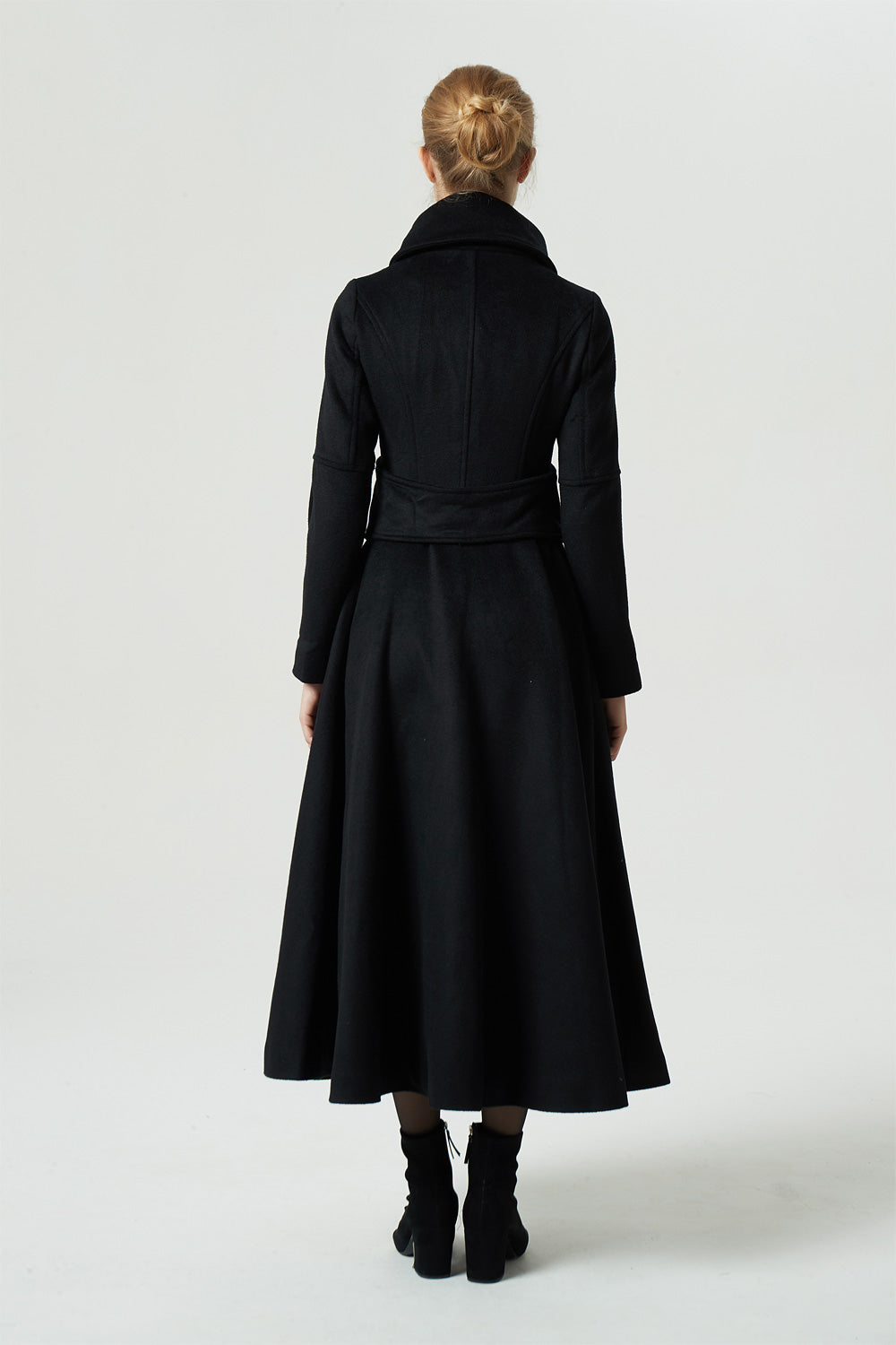 Womens long outlet black belted coat