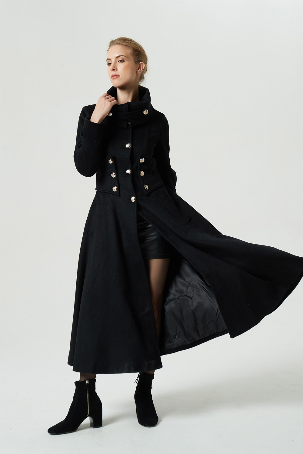 Ladies black military coat hotsell