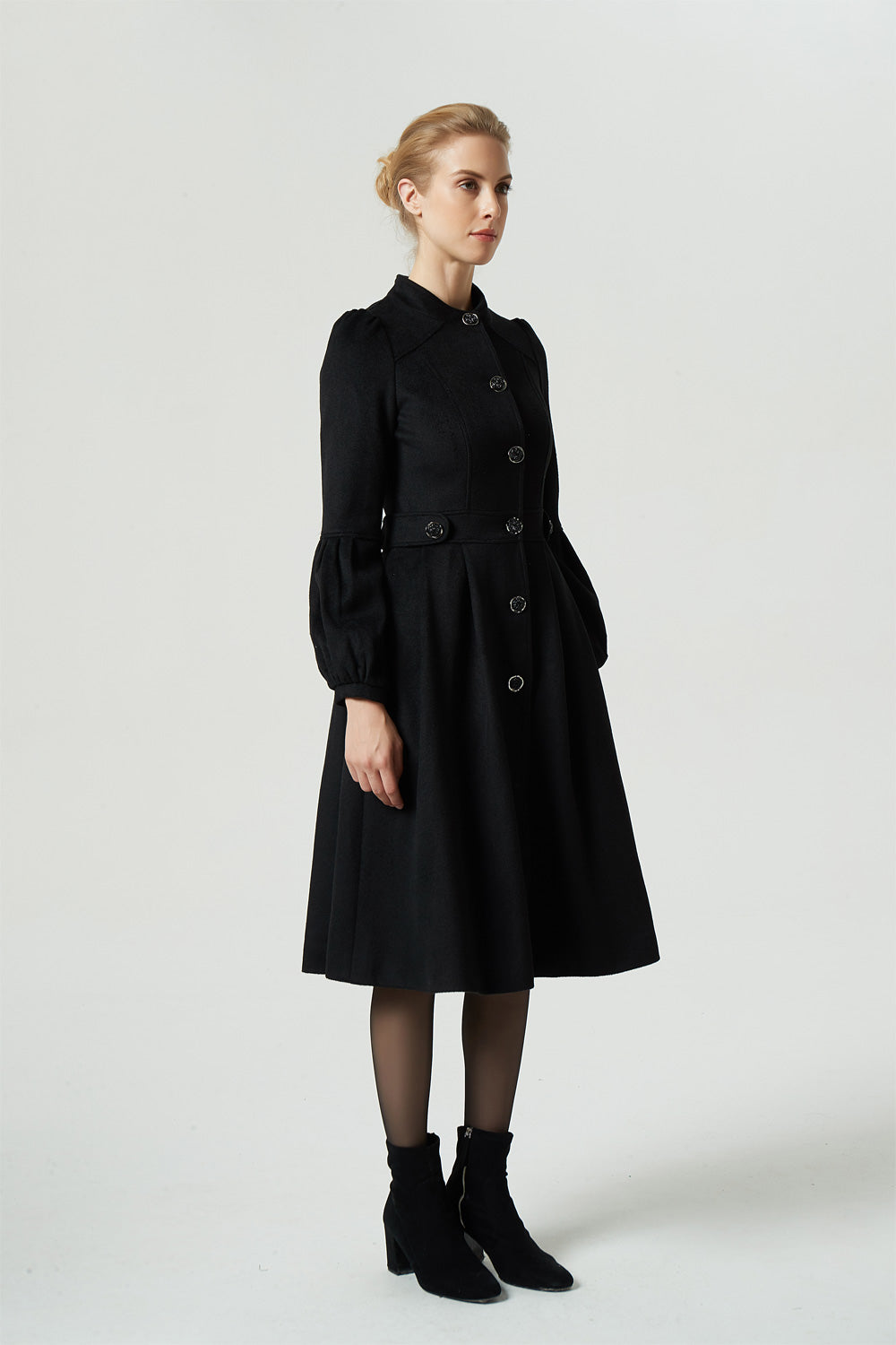 womens Black fit and flare dress coat 1980#black / XL womens Black fit and flare dress coat 1980#black / XL