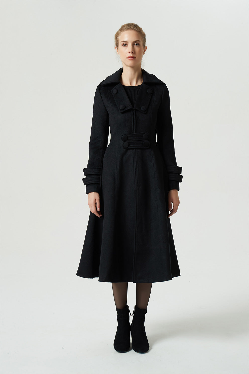 Black midi clearance wool coat