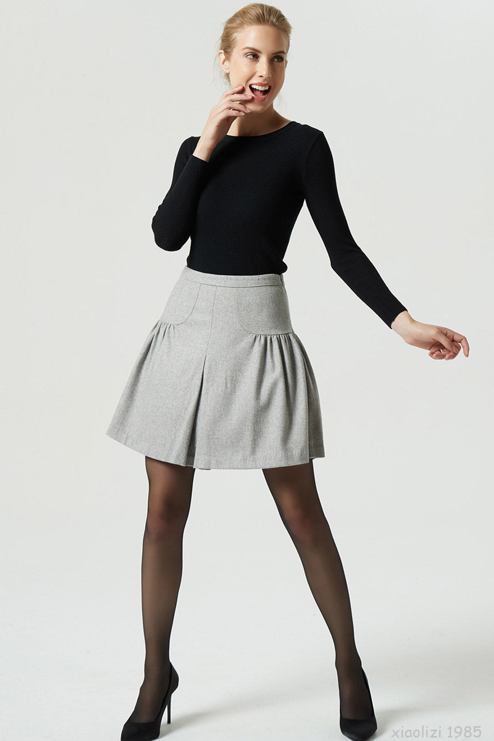 light gray wool skirt