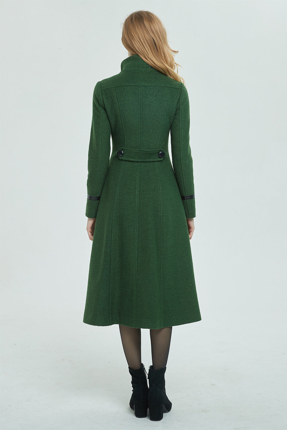 Long wool coat, winter coat, womens coat, green coat 1949#