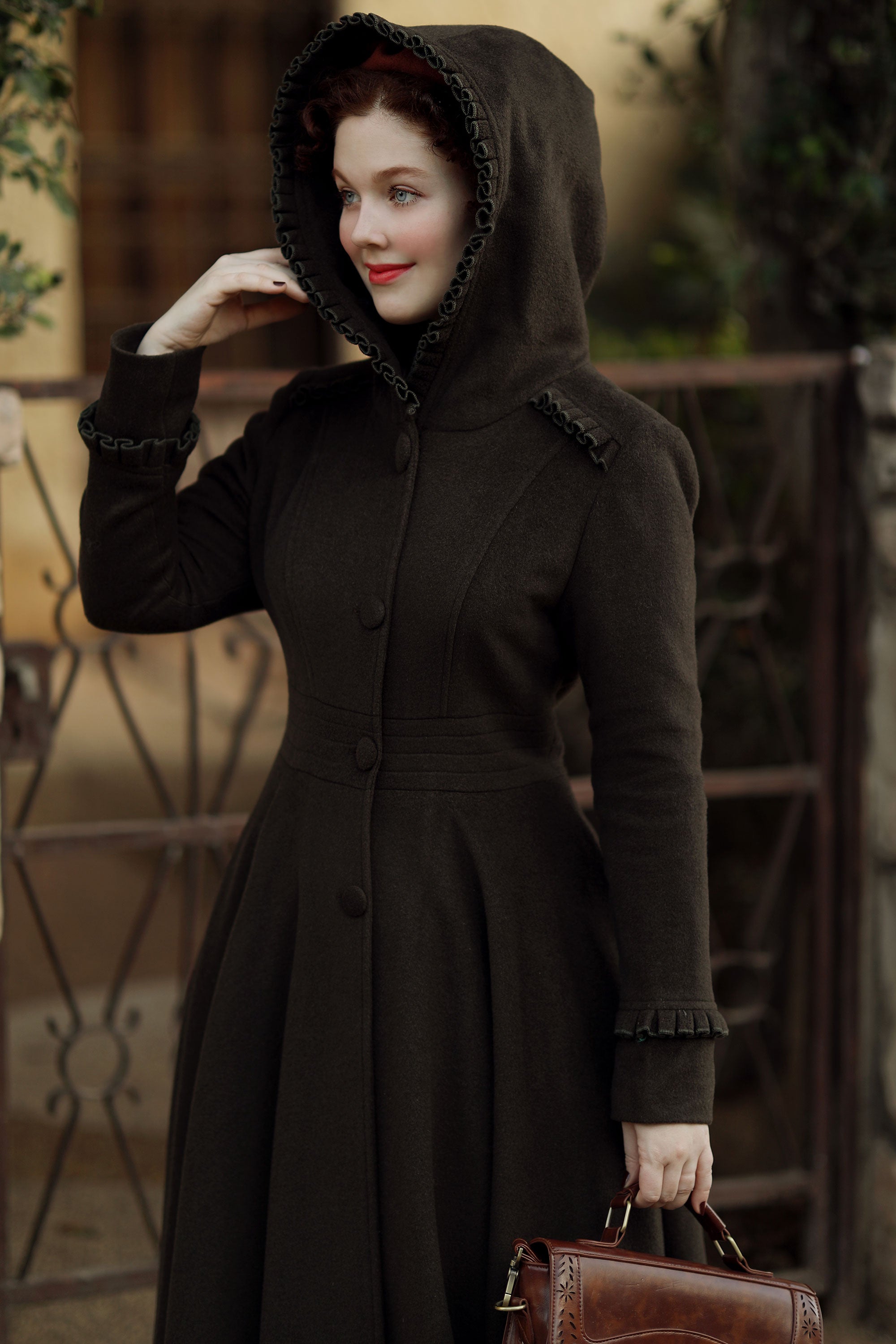 Long Wool Princess Swing Coat with Hood 3267